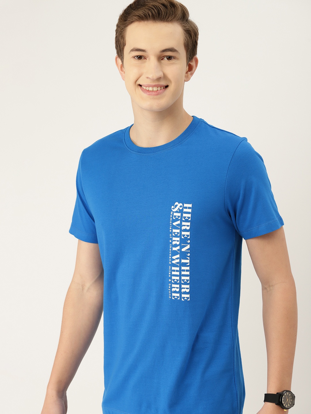 

Mast & Harbour Typography Print Pure Cotton T-shirt, Blue