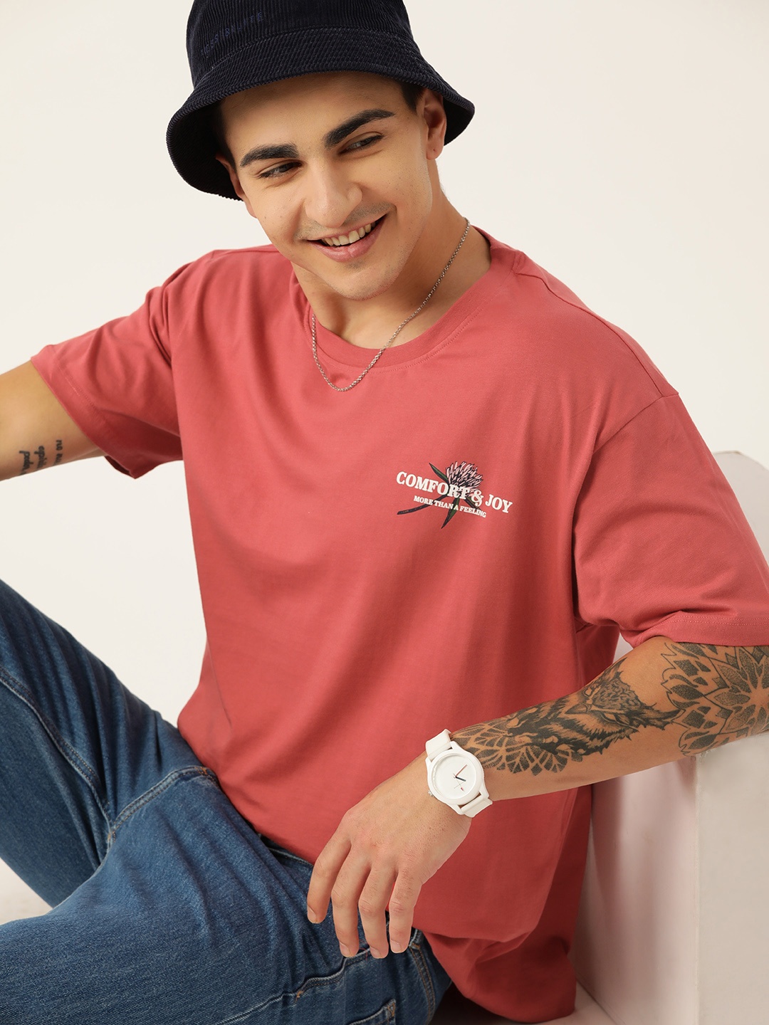 

Mast & Harbour Printed Detail Pure Cotton T-shirt, Rust