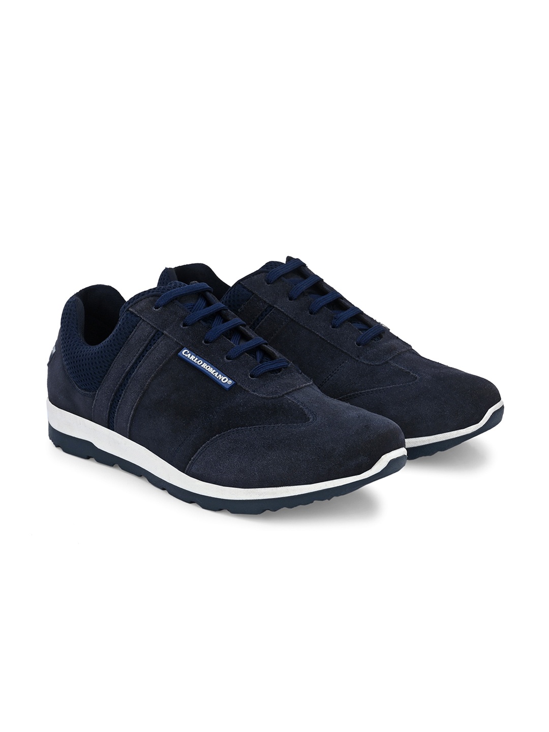 

CARLO ROMANO Men Lightweight Leather Sneakers, Navy blue