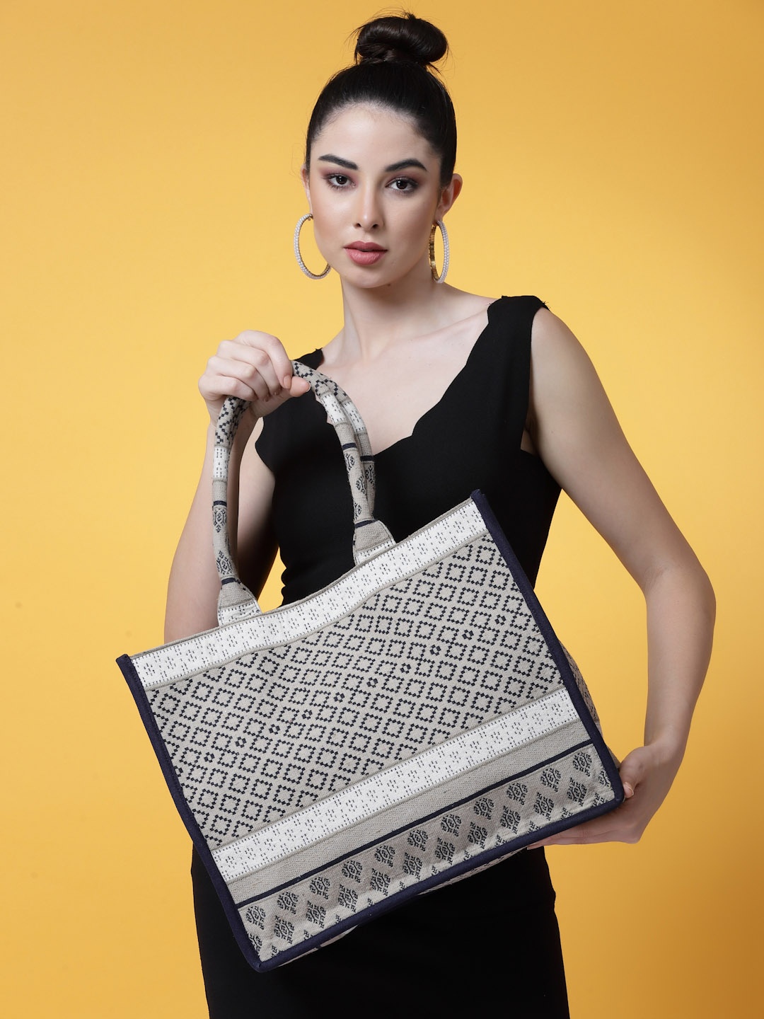 

Anekaant Textured Structured Handheld Bag, Beige