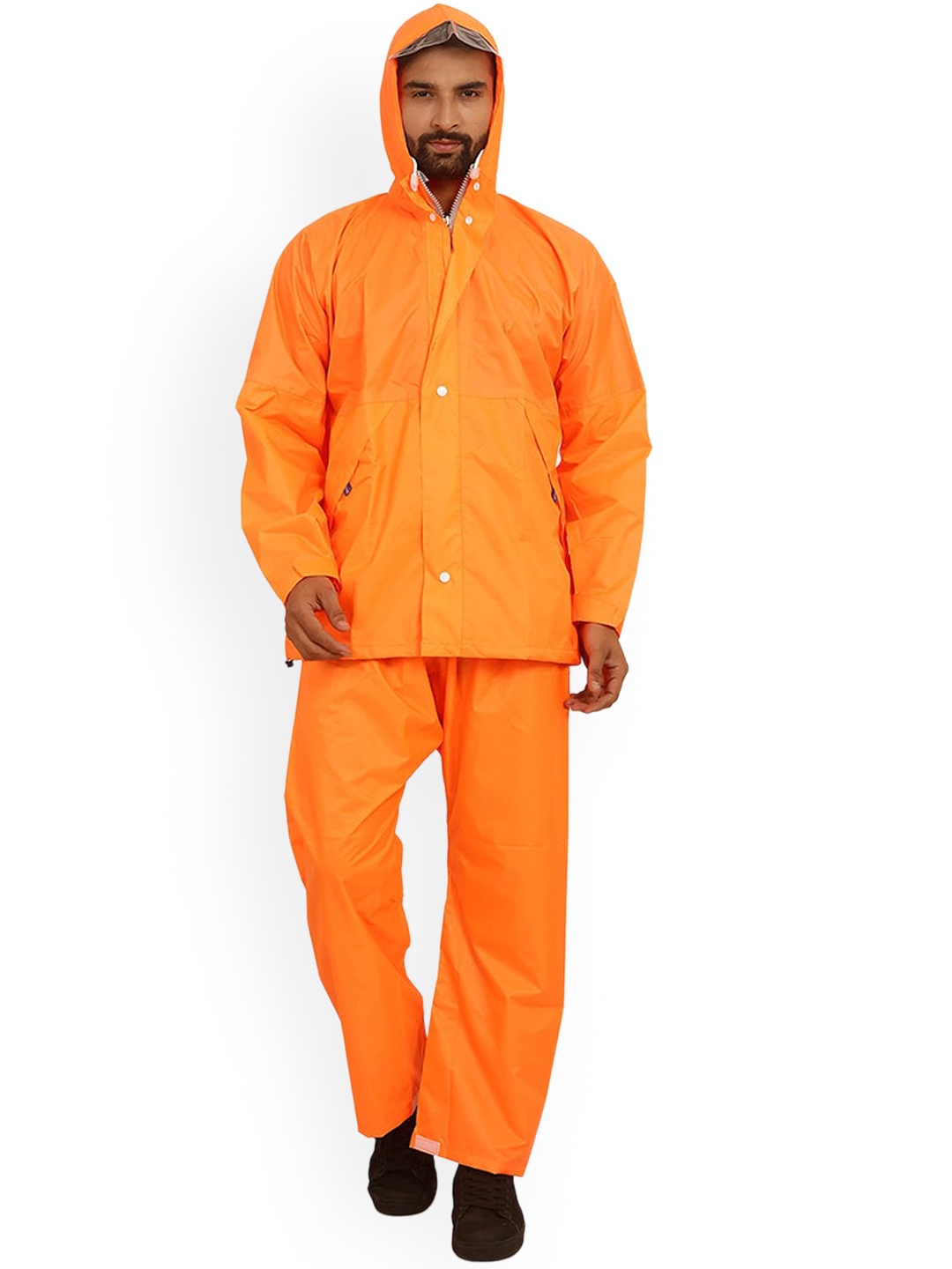 

THE CLOWNFISH Men Reflective Tape Waterproof Rain Suit, Orange