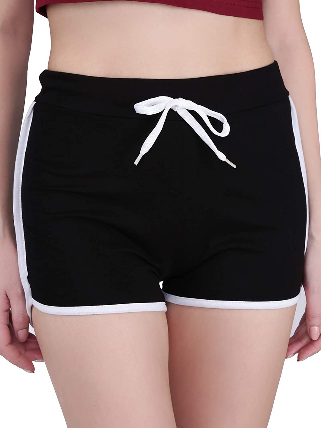 

DALUCI Women Mid Rise Lounge Shorts, Black