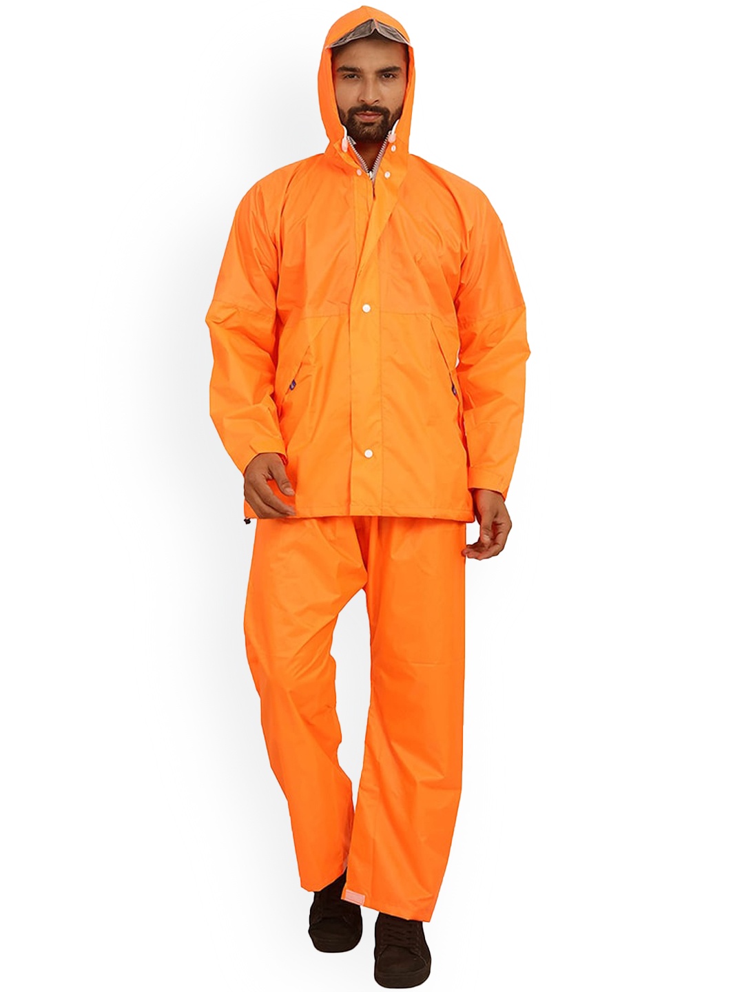 

THE CLOWNFISH Classic waterproof Hood Rain Suit, Orange