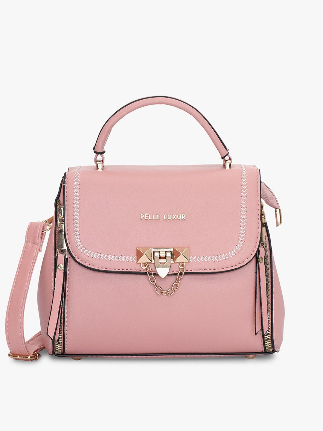 

PELLE LUXUR Structured Satchel Bag, Pink