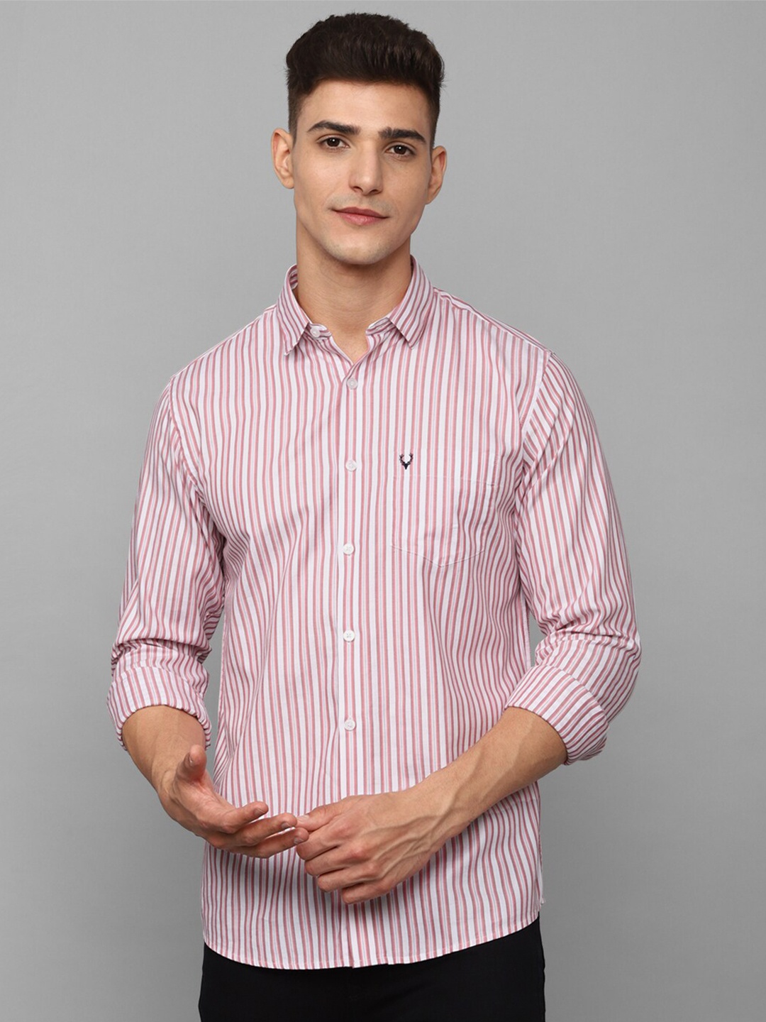 

Allen Solly Vertical Striped Slim Fit Pure Cotton Casual Shirt, Pink