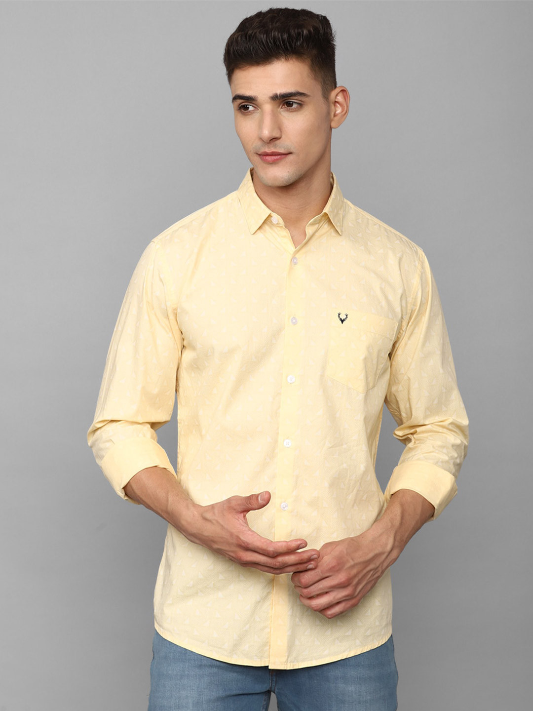 

Allen Solly Micro Ditsy Printed Slim Fit Pure Cotton Casual Shirt, Yellow