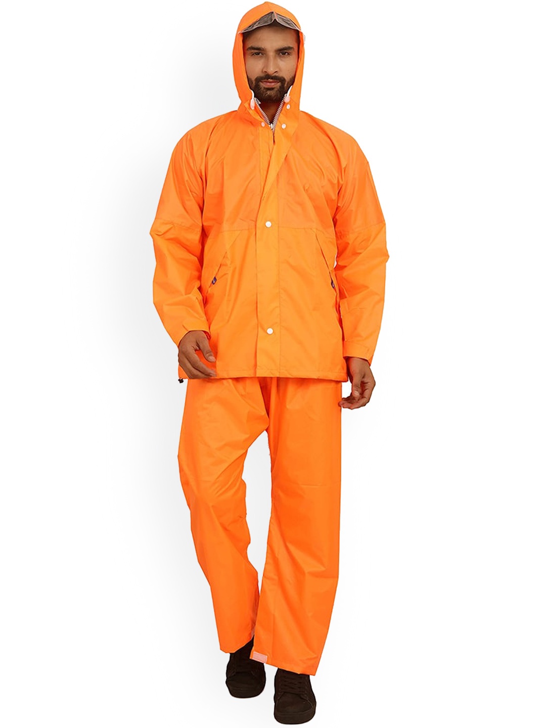 

THE CLOWNFISH Men Waterproof Hood Rain Suit, Orange