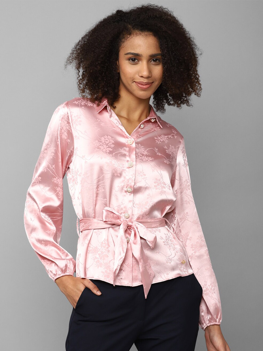 

Allen Solly Woman Floral Printed Shirt Style Top, Pink