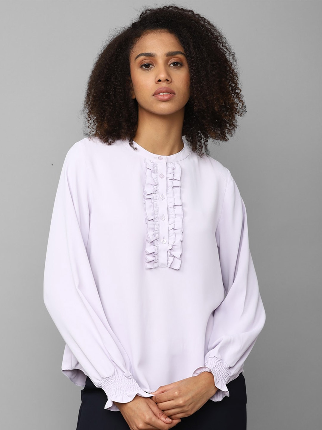 

Allen Solly Woman Ruffled Opaque Casual Shirt, White