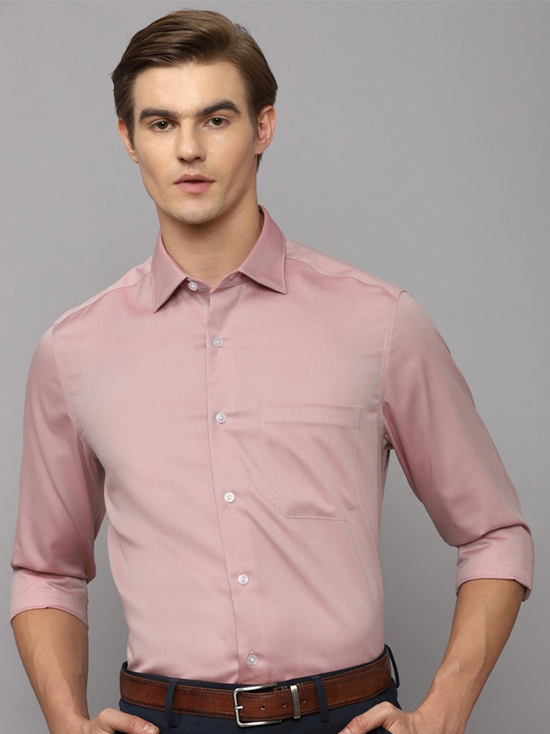 

Louis Philippe Spread Collar Pure Cotton Slim Fit Formal Shirt, Pink