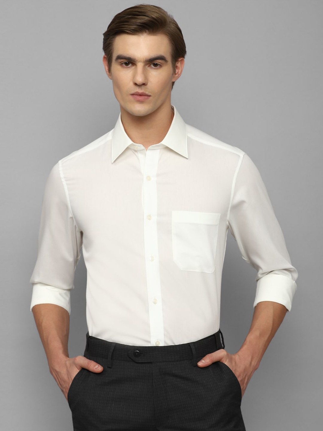 

Louis Philippe Spread Collar Pure Cotton Slim Fit Formal Shirt, White