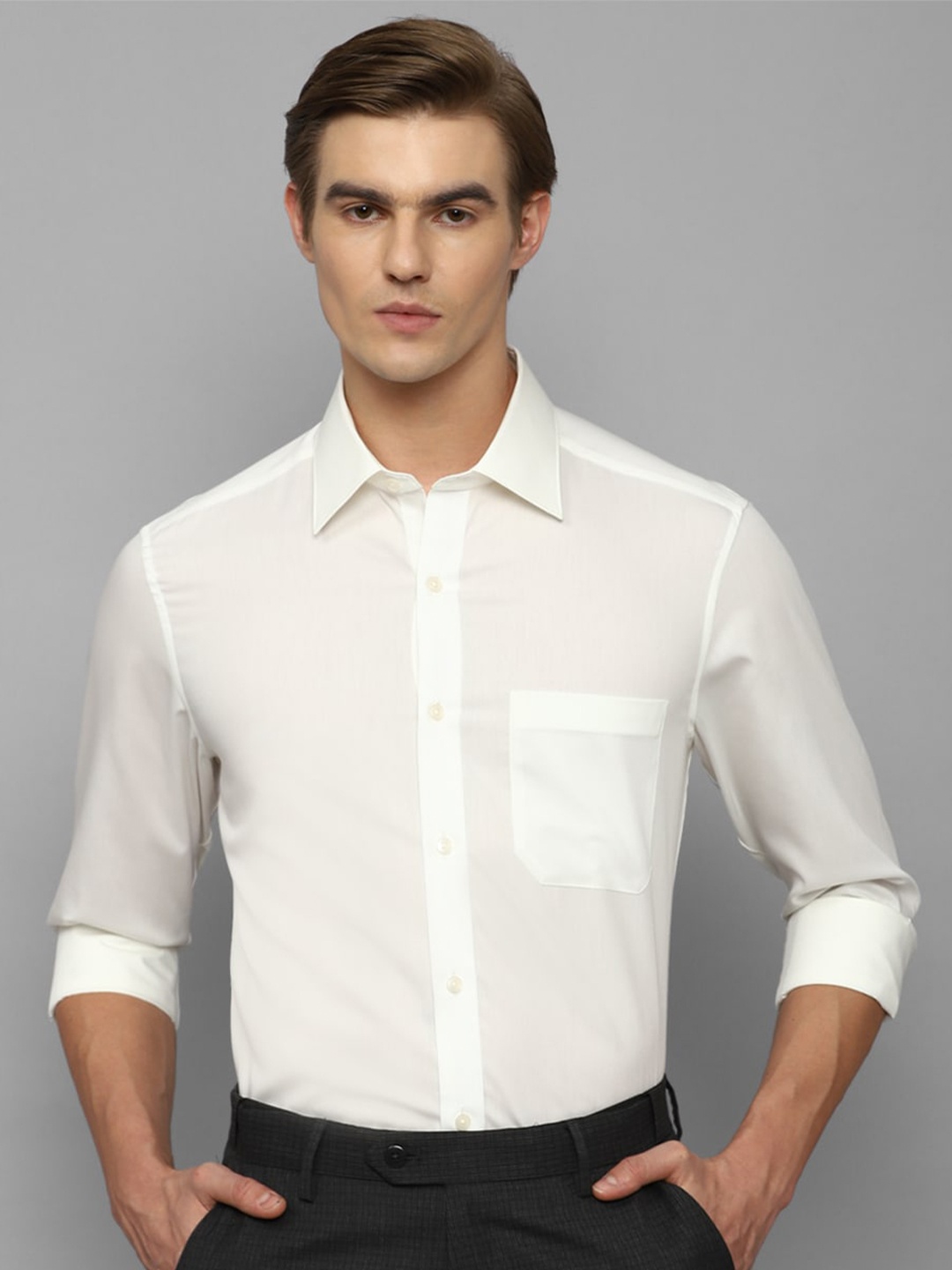 

Louis Philippe Spread Collar Pure Cotton Slim Fit Formal Shirt, White