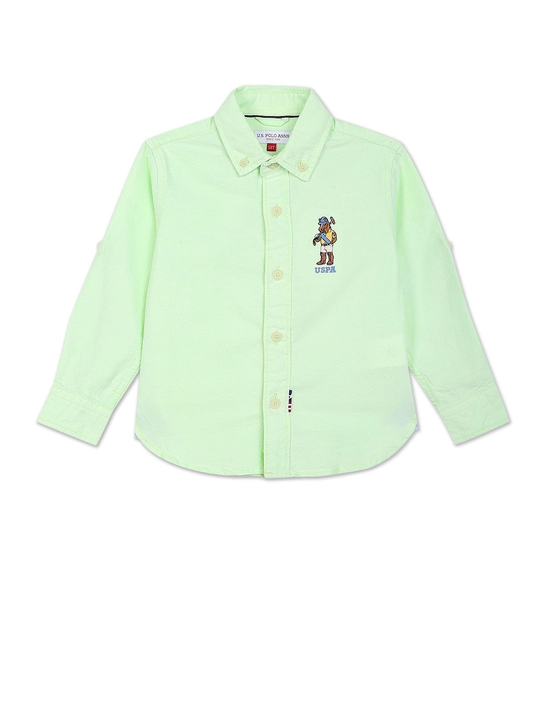 

U.S. Polo Assn. Kids Boys Button-Down Collar Pure Cotton Casual Shirt, Green