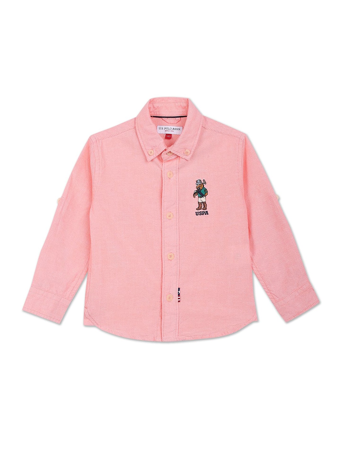 

U.S. Polo Assn. Kids Boys Button-Down Collar Pure Cotton Casual Shirt, Pink