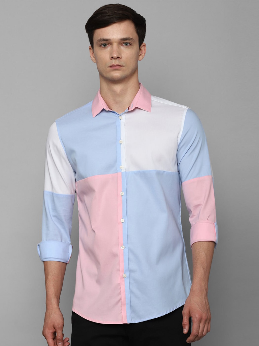 

Louis Philippe Sport Slim Fit Colourblocked Pure Cotton Casual Shirt, Blue