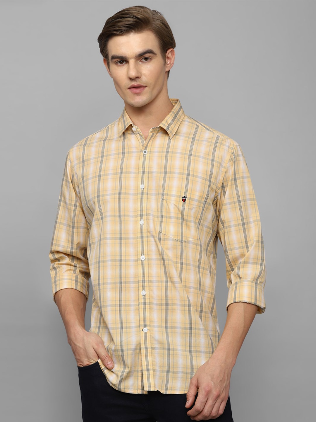 

Louis Philippe Sport Slim Fit Checked Pure Cotton Casual Shirt, Yellow