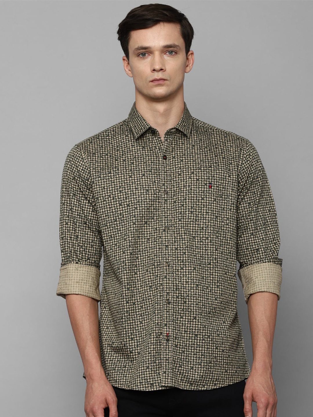 

Louis Philippe Sport Slim Fit Checked Pure Cotton Casual Shirt, Olive