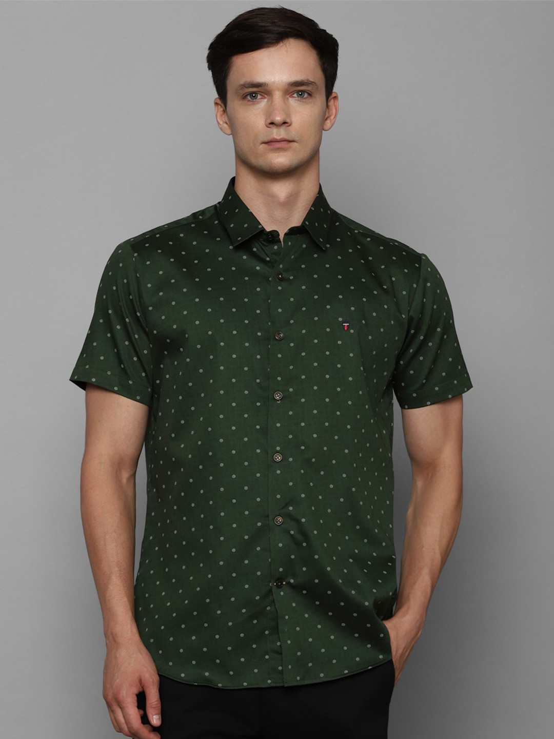 

Louis Philippe Sport Slim Fit Micro Ditsy Printed Pure Cotton Casual Shirt, Green