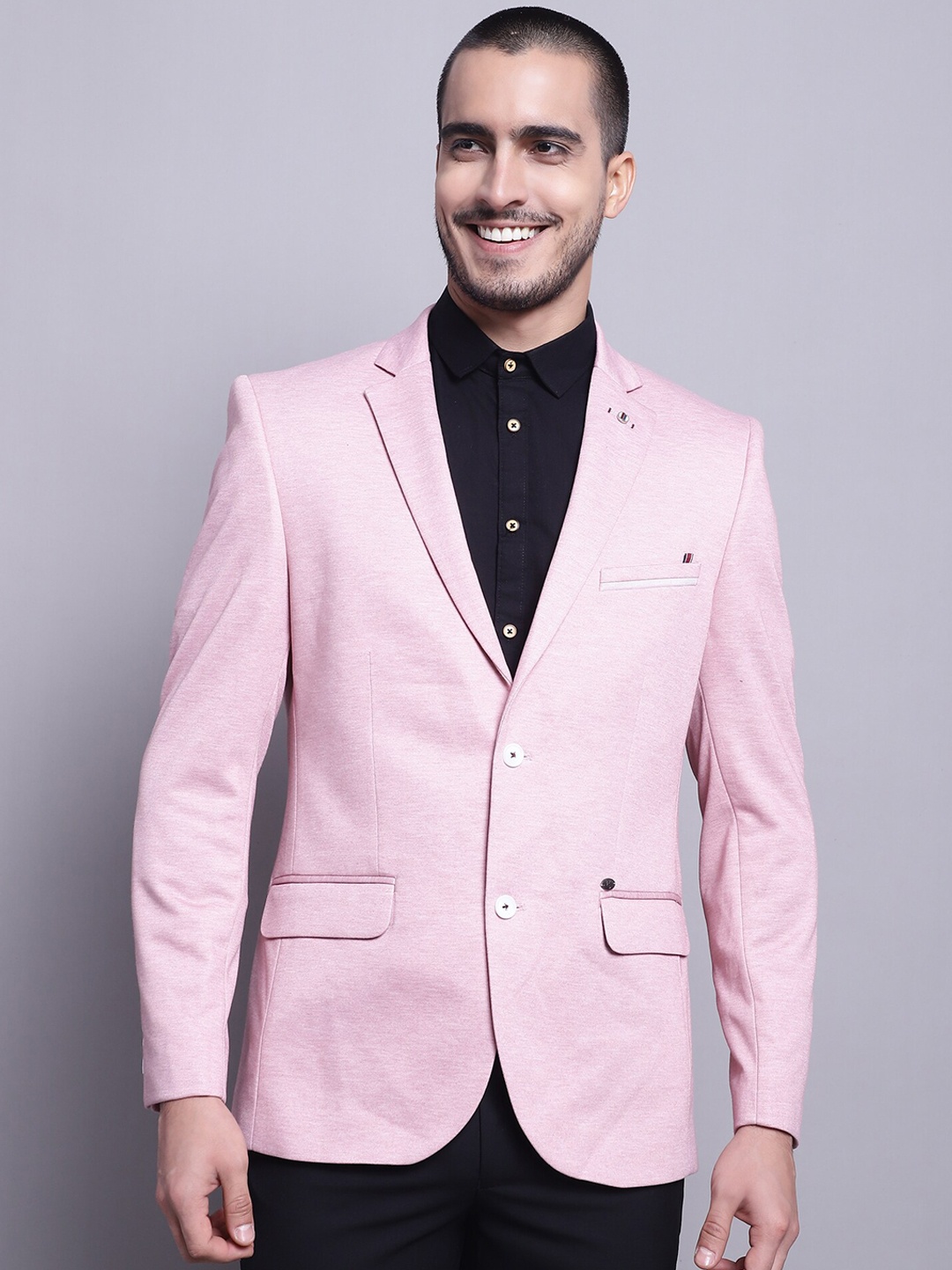 

Cantabil Notched Lapel Collar Single Breasted Blazer, Pink