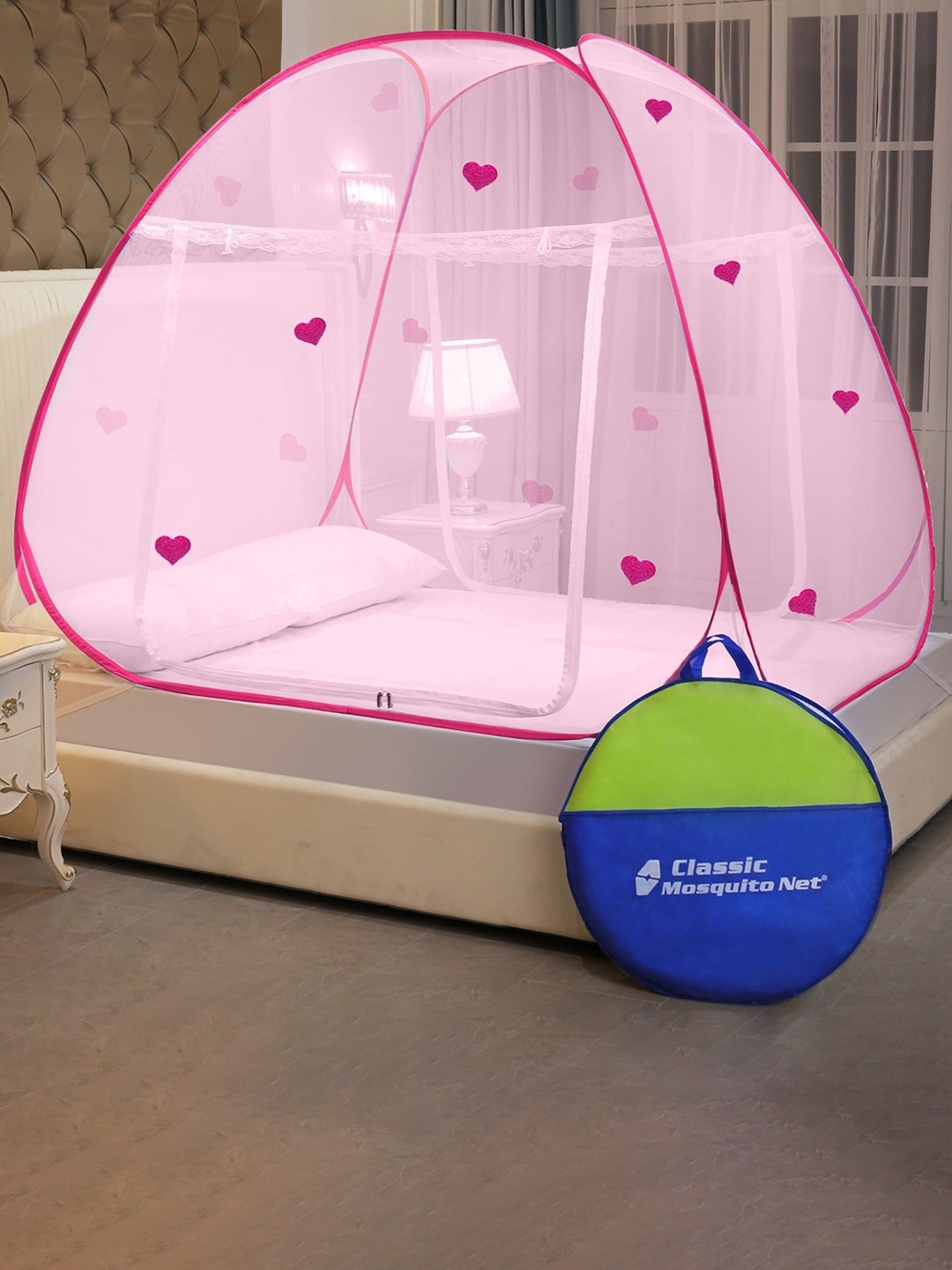

Classic Mosquito Net Pink Self Design King Size Double Bed Mosquito Net