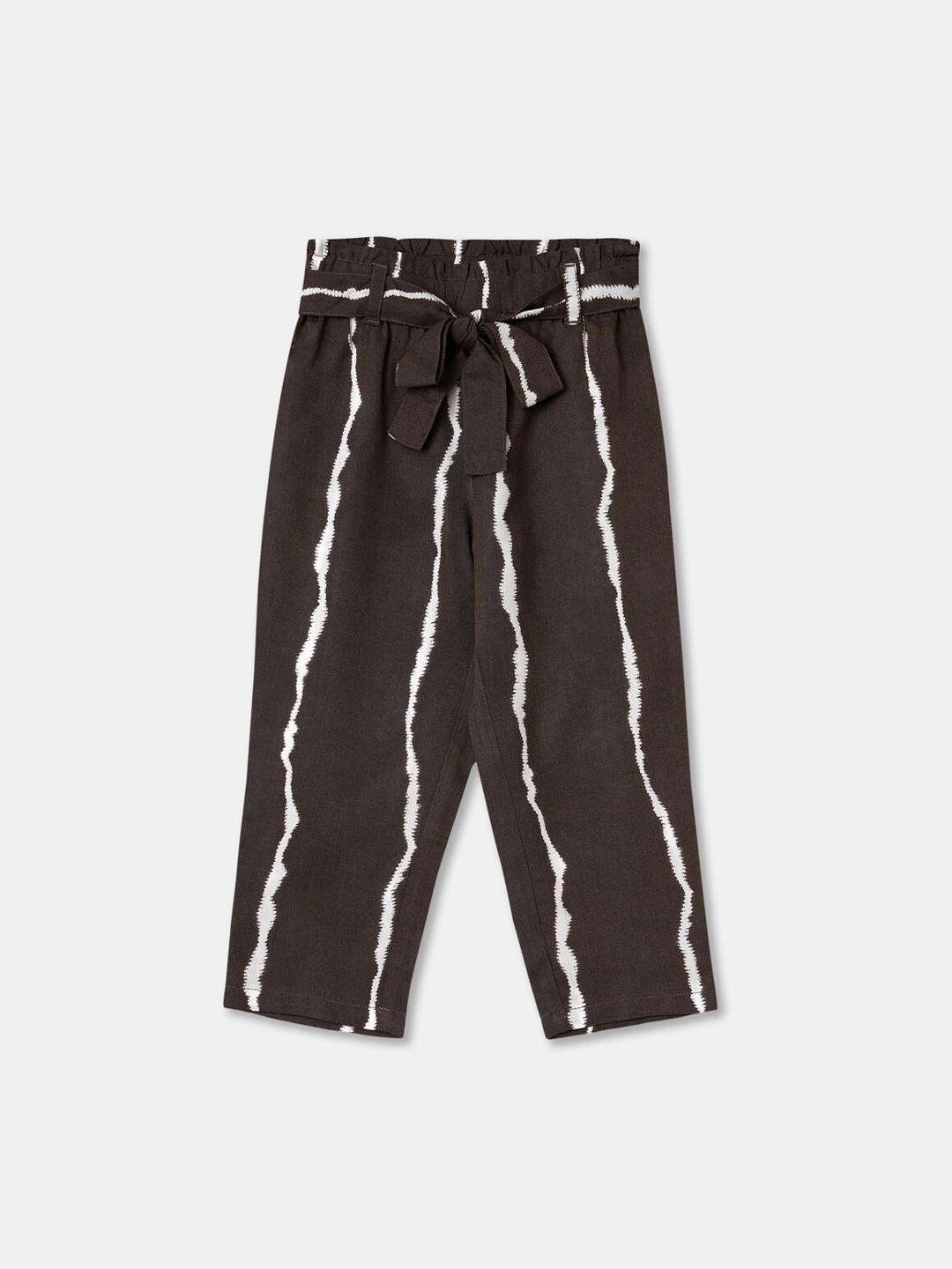 

R&B Girls Printed Mid-Rise Cotton Trousers, Olive
