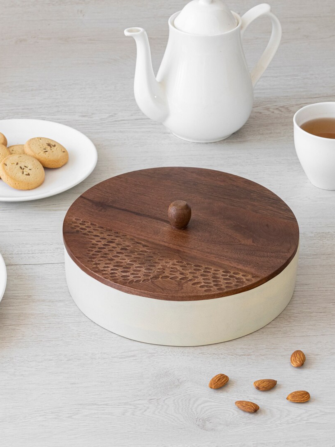 

HOUMN White & Brown Wooden Dry Fruit Box