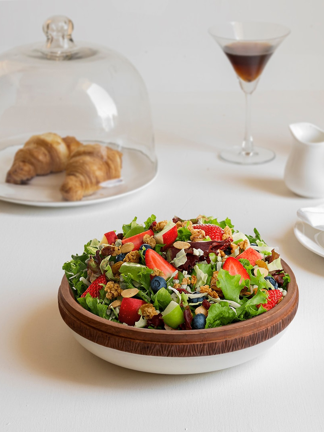 

HOUMN White & Brown Round Salad Bowl