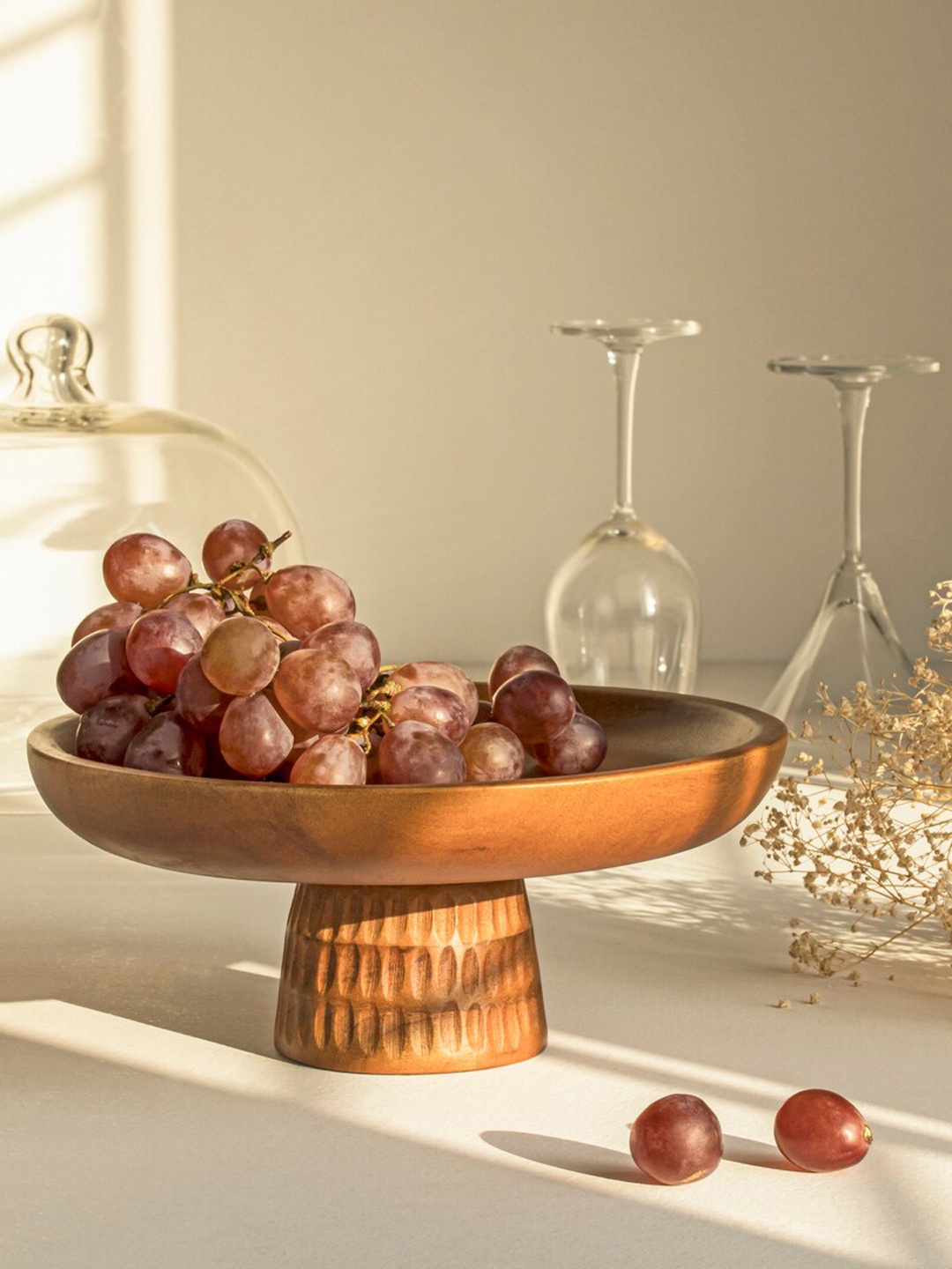 

HOUMN Brown Wooden Bowl With Stand