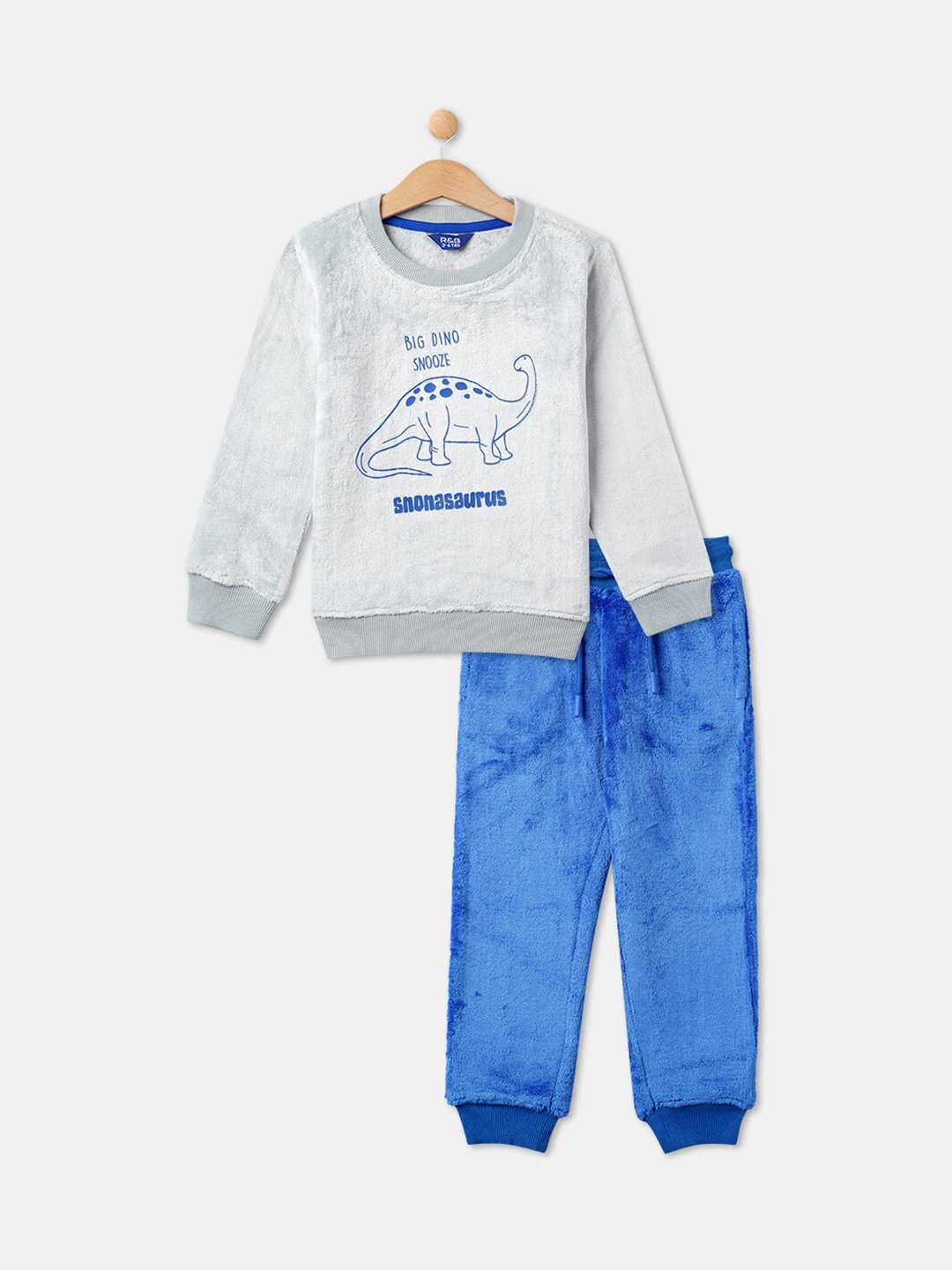 

R&B Boys Grey & Blue Printed T-shirt with Trousers