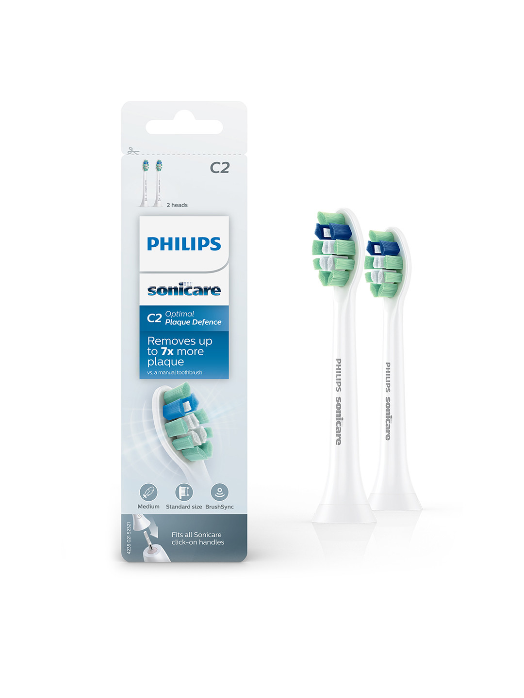 

Philips Set of 2 HX9022/10 Sonicare C2 Optimal Plaque Control Toothbrush Heads - White
