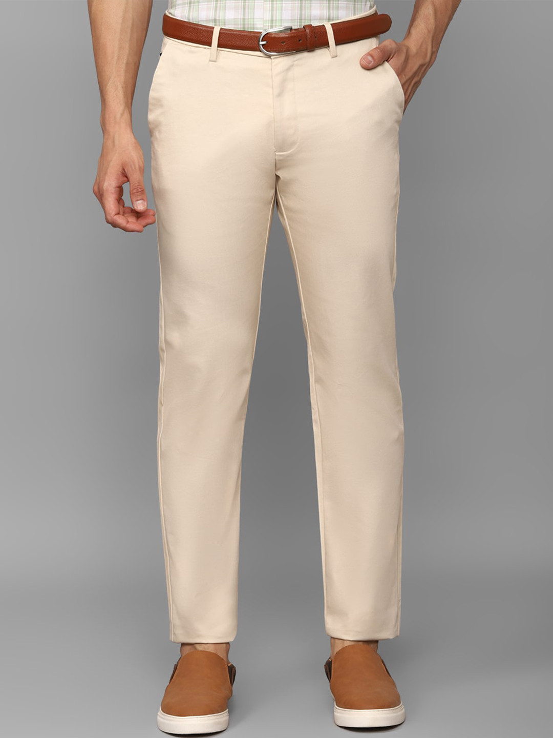 

Allen Solly Men Mid Rise Chinos Trousers, Cream