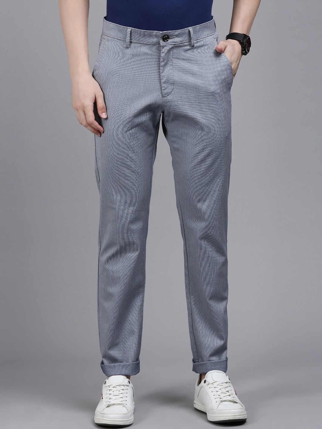 

Allen Solly Men Mid Rise Slim Fit Trousers, Grey