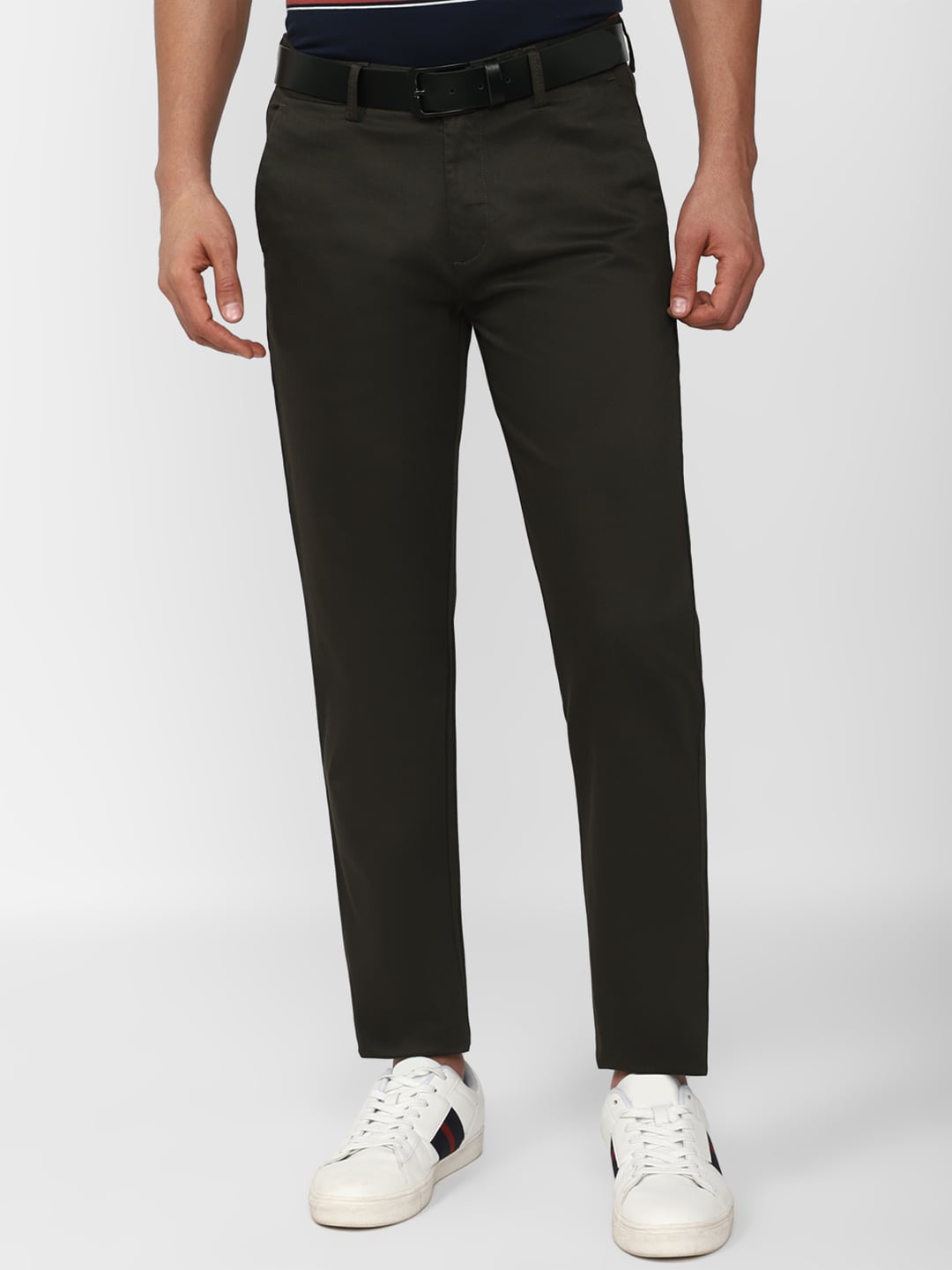 

Peter England Casuals Men Mid-Rise Slim Fit Cotton Trousers, Black