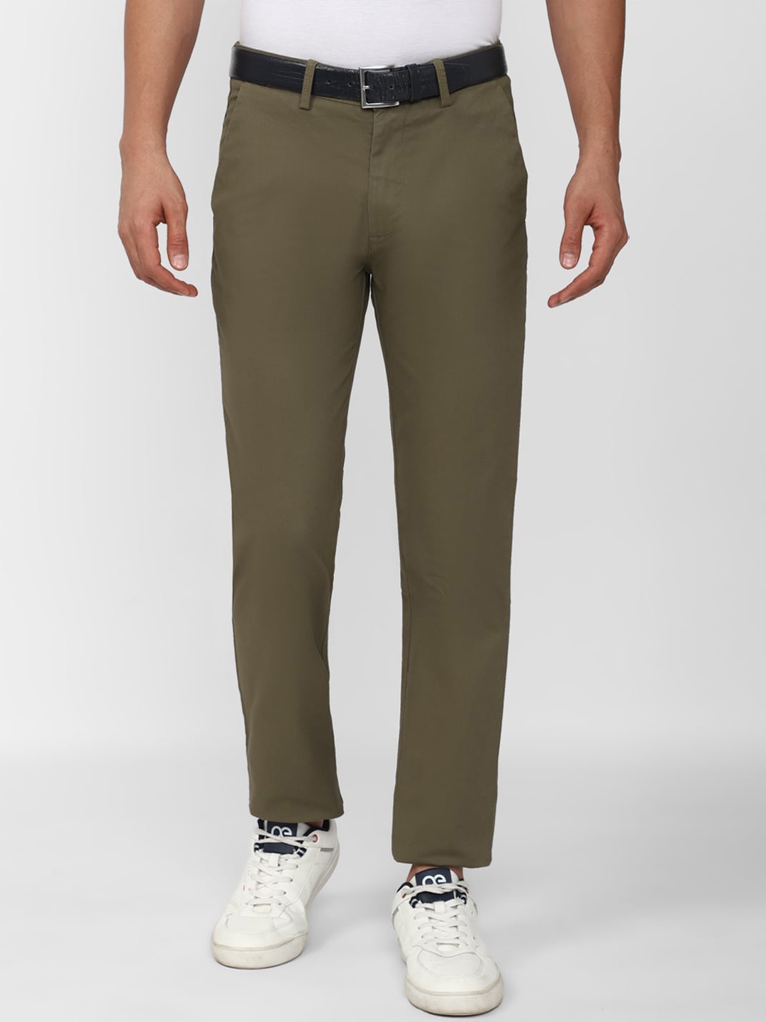 

Peter England Casuals Men Slim Fit Regular Trousers, Olive