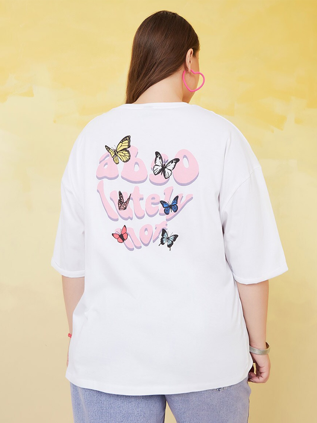 

Styli Plus Size Typography Printed Cotton T-Shirt, White