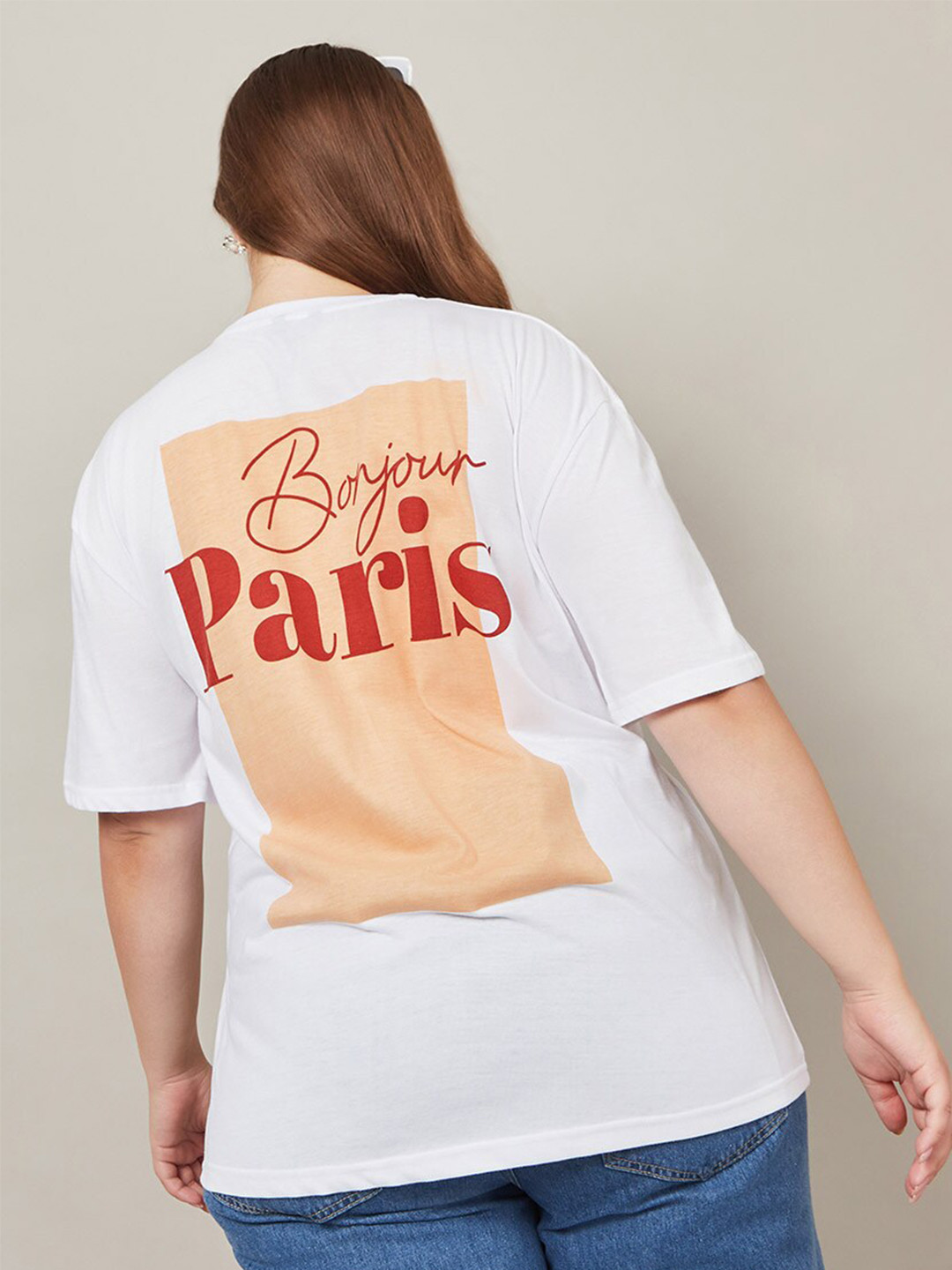 

Styli Plus Size Typography Printed T-Shirt, White