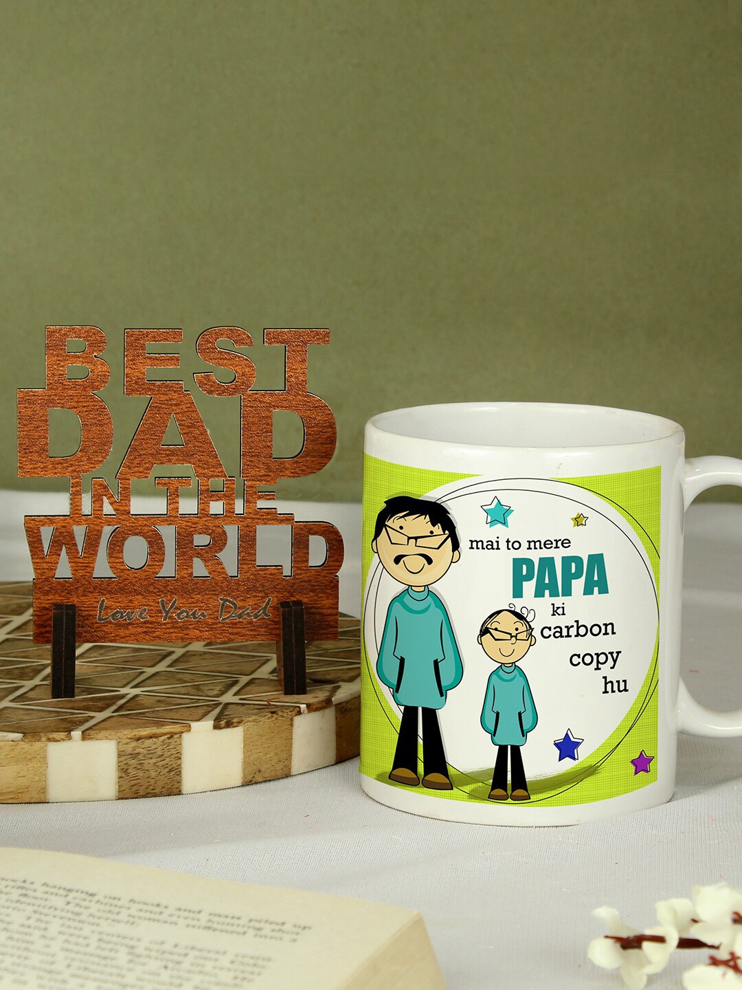 

TIED RIBBONS Green 2 Pieces Printed Father's Day Gift Set