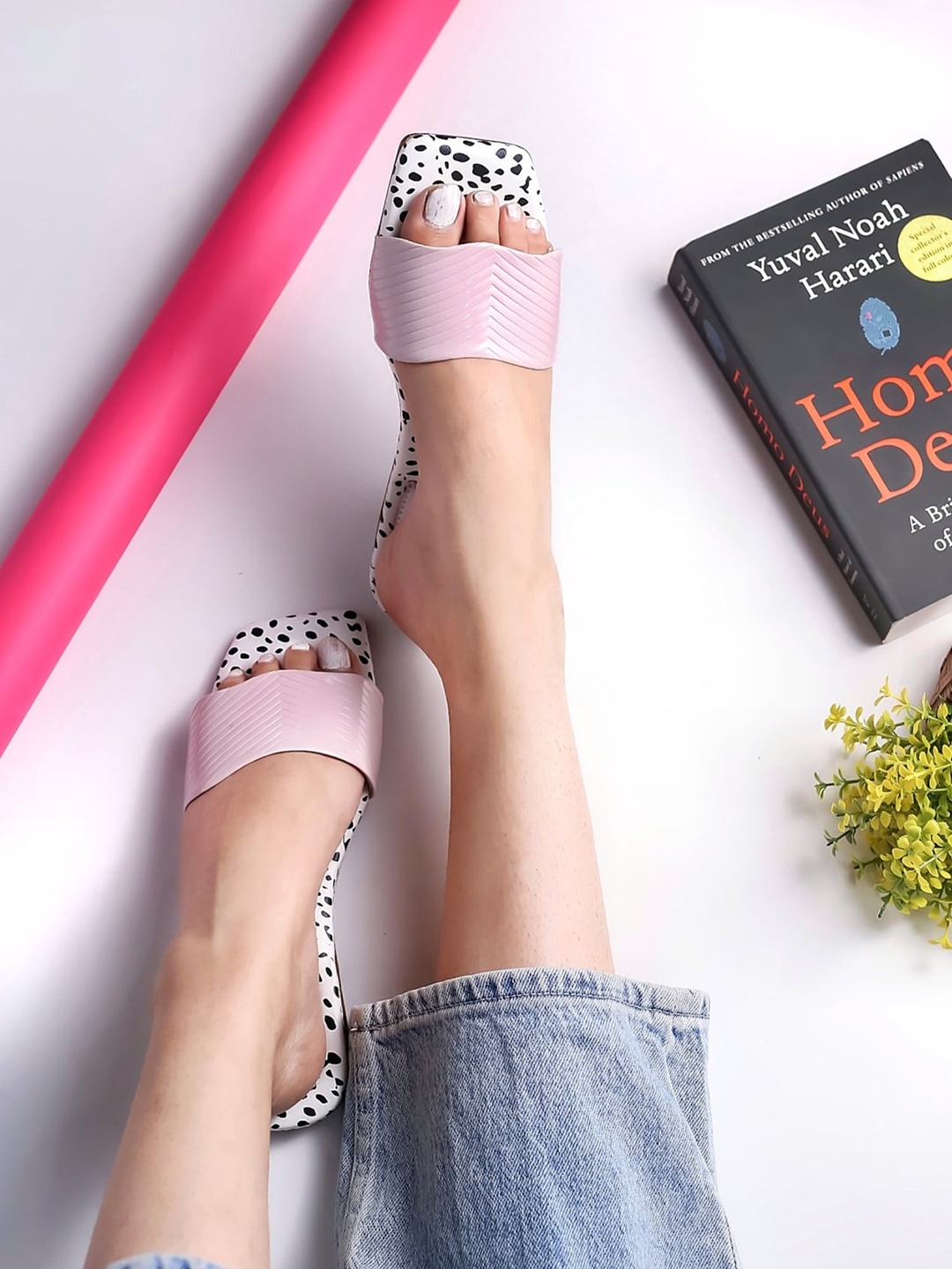 

Brauch Printed Open Toe Flats, Pink