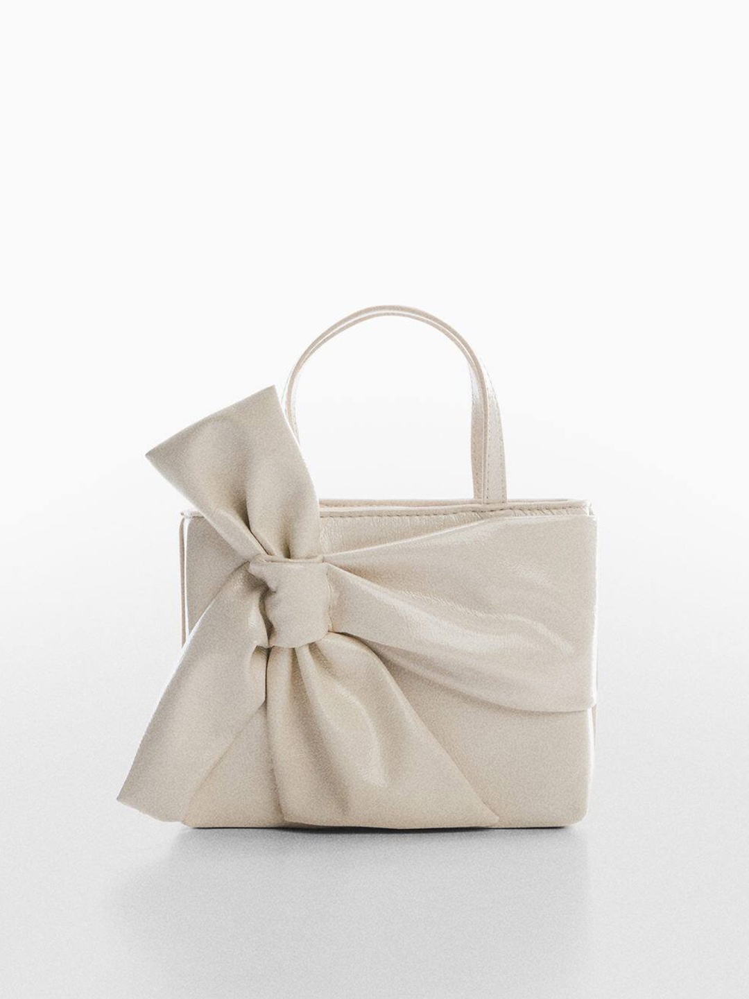 

MANGO Structured Handheld Bag with Bow Detail, Beige