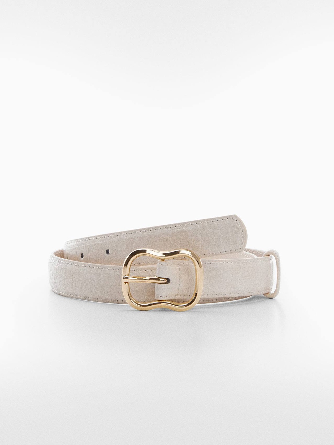 

MANGO Women Textured Belt, Off white