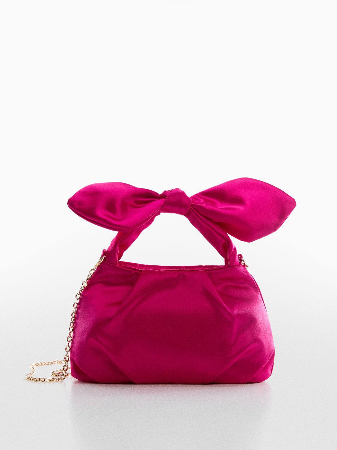

MANGO Structured Handheld Bag with Bow Detail, Fuchsia