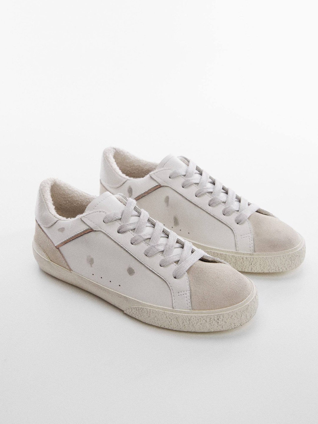 

MANGO Women Leather Sneakers, White