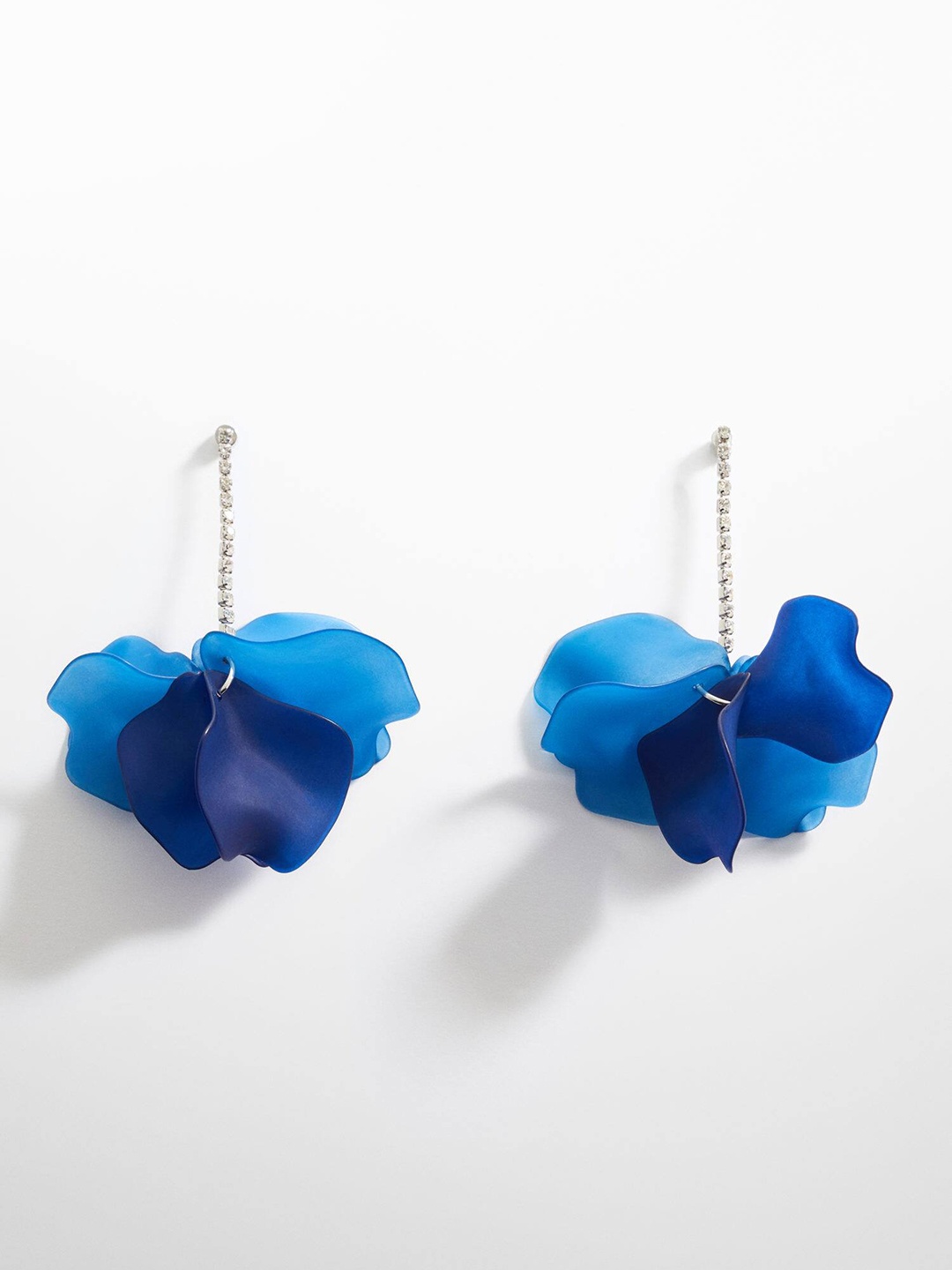 

MANGO Floral Drop Earrings, Blue