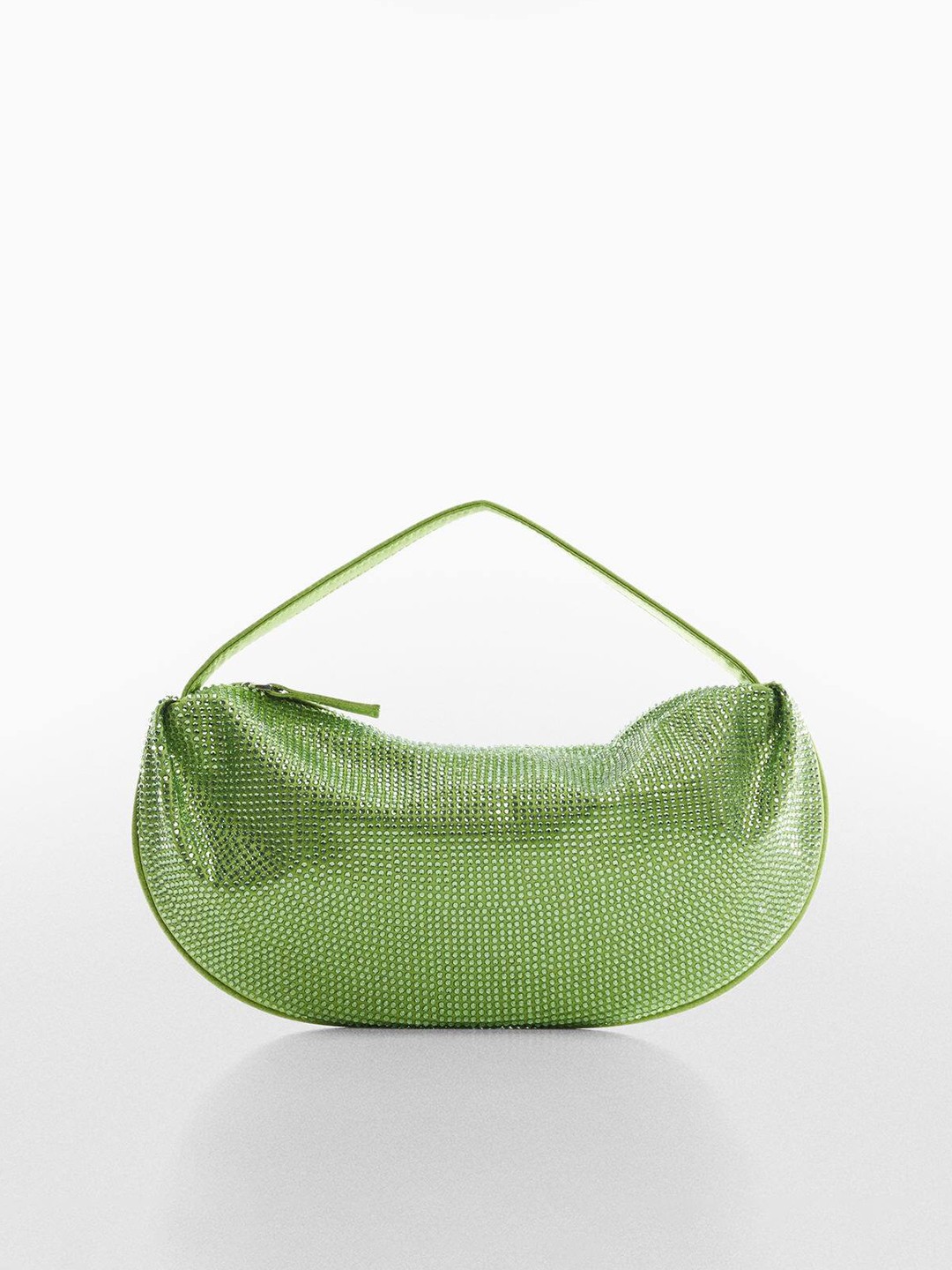 

MANGO Green Embellished Structured Shoulder Bag