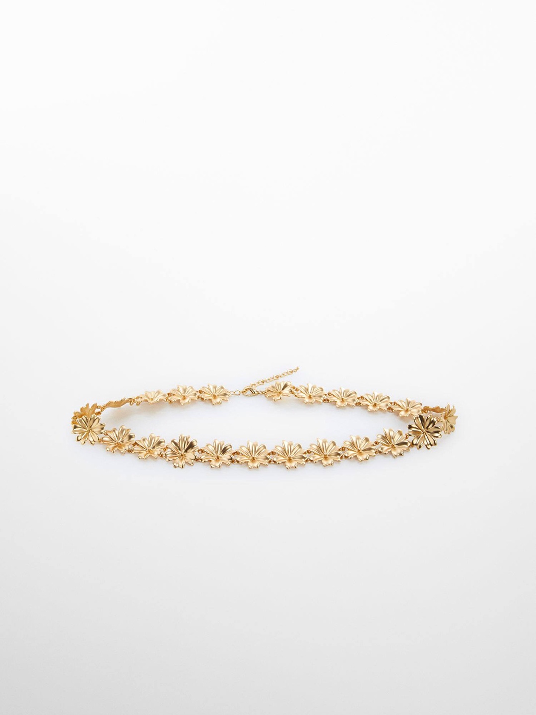 

MANGO Women Textured Belt, Gold