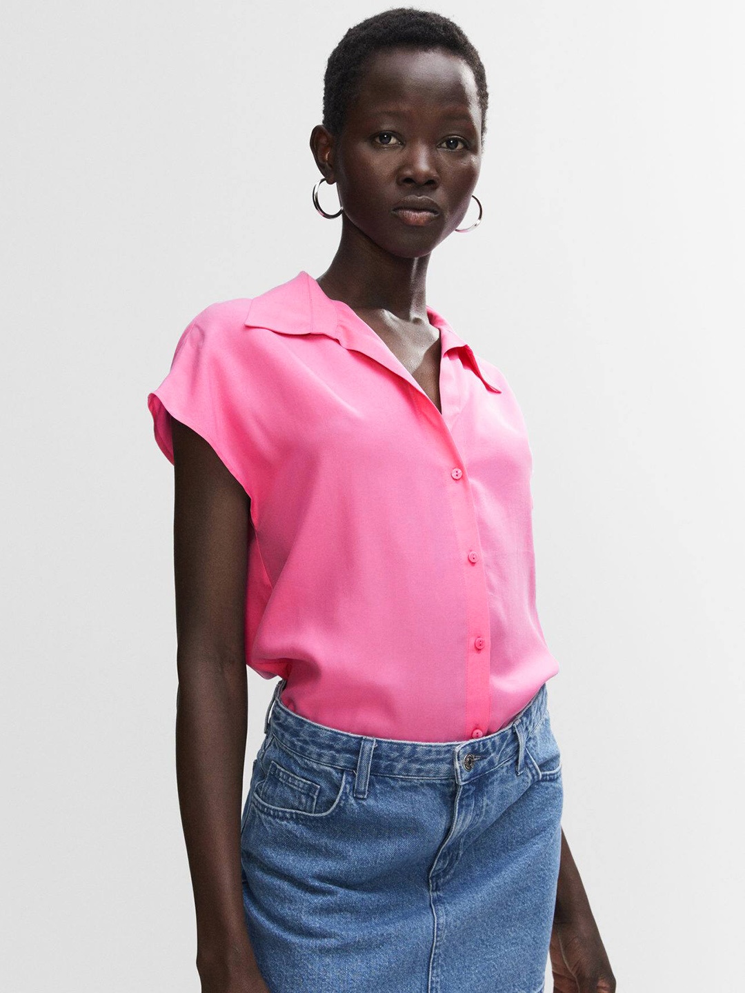 

MANGO Women Solid Casual Shirt, Pink