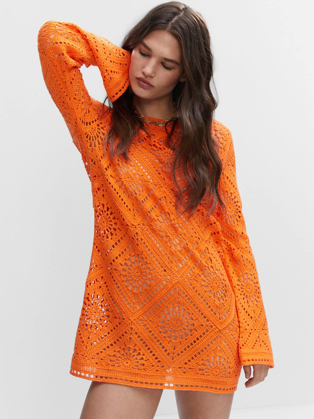 

MANGO Sheath Mini Dress, Orange