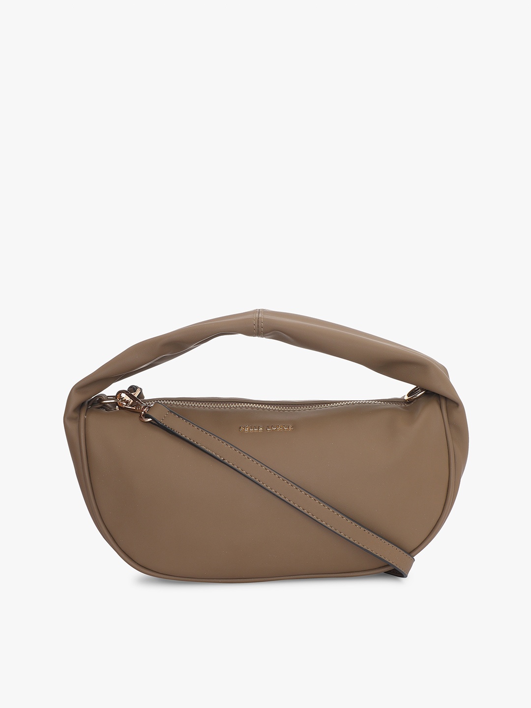 

PELLE LUXUR Structured Handheld Bag With Zip Detail, Brown