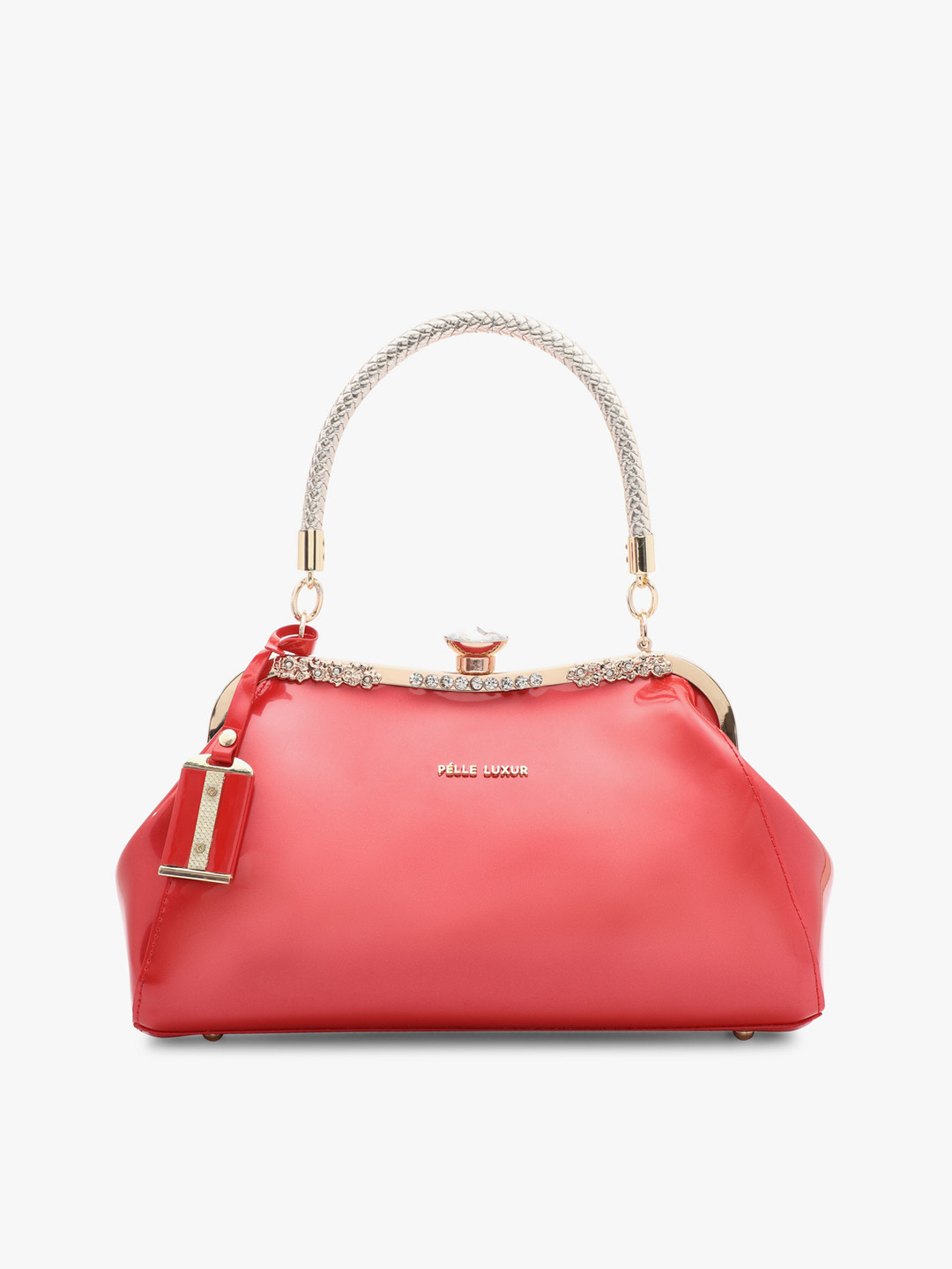 

PELLE LUXUR Embellished Handheld Bag, Red