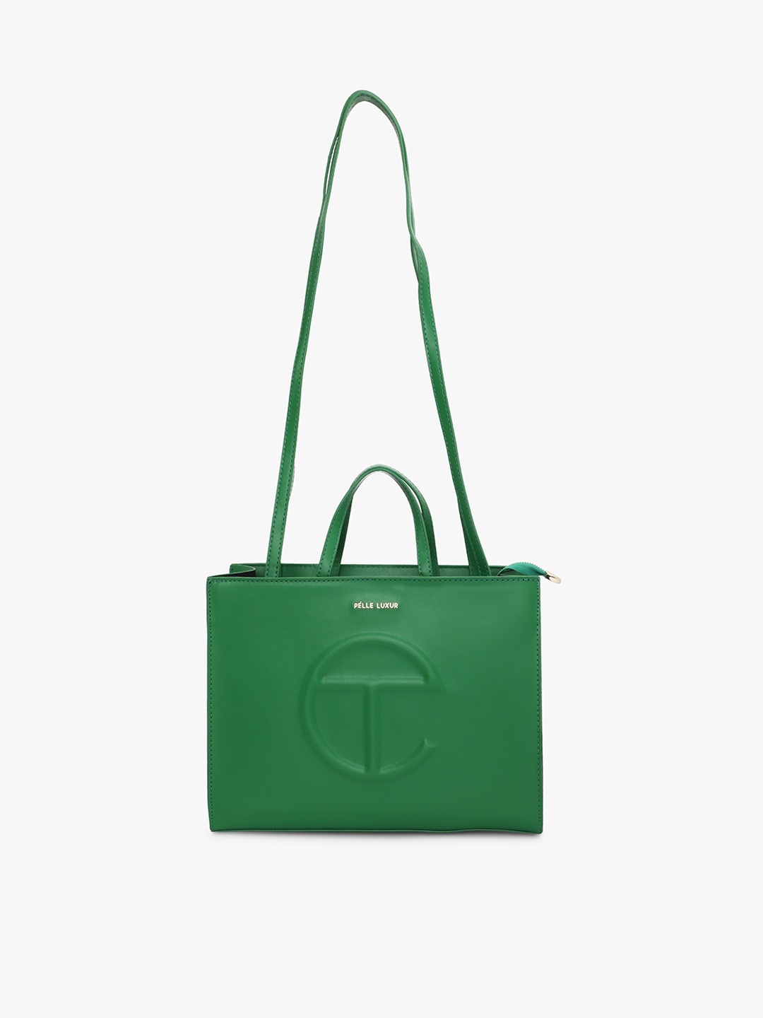 

PELLE LUXUR Textured Shopper Tote Bag, Green
